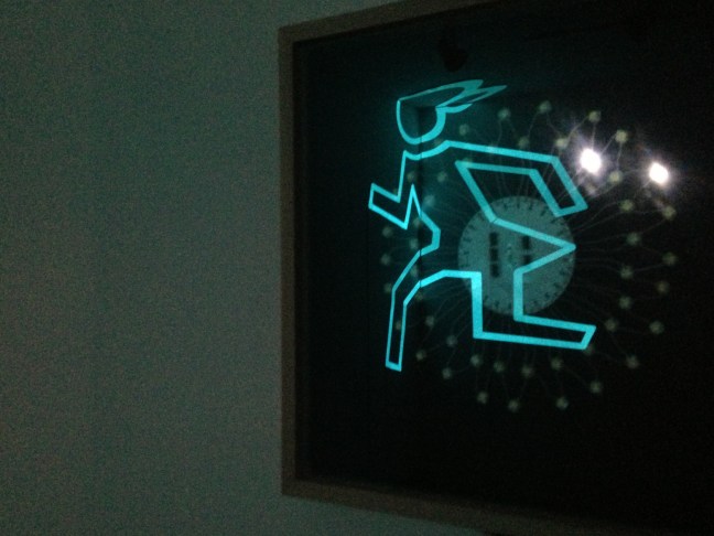 being reflected on another artwork, 'Light RUNNING'